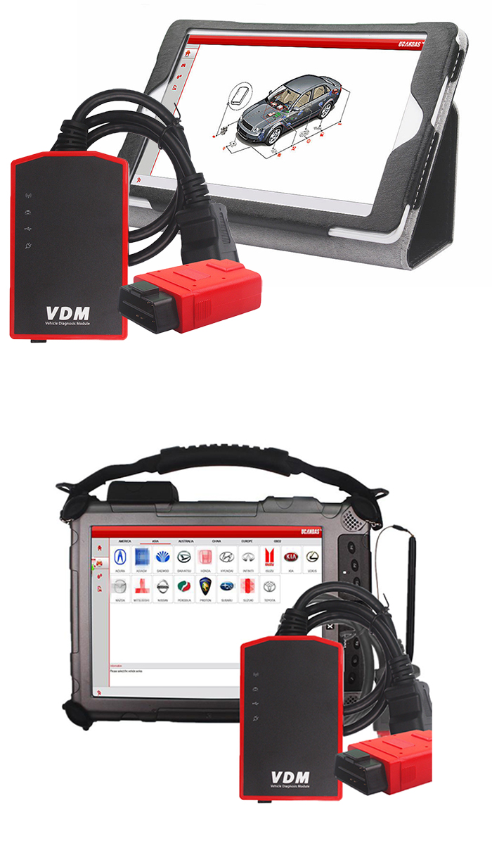 Skaner diagnostyczny VDM UCANDAS OBDII WiFi/USB + tablet